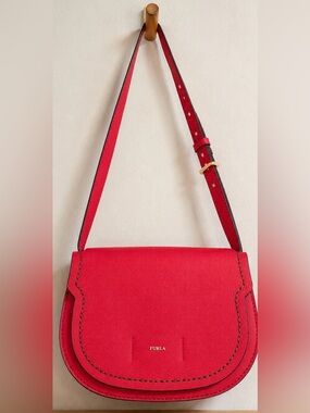 Furla Red Crossbody Saddle Bag